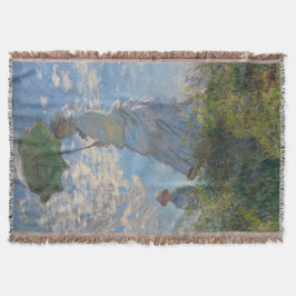 Frau mit Sonnenschirm | Französische Landschaft Decke