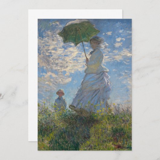 Frau mit Sonnenschirm | Französische Landschaft Einladung (Vorne/Hinten)