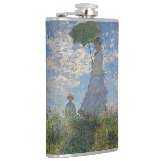 Frau mit Sonnenschirm | Französische Landschaft Flachmann (Rechts)