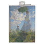 Frau mit Sonnenschirm | Französische Landschaft Flachmann (Rückseite)