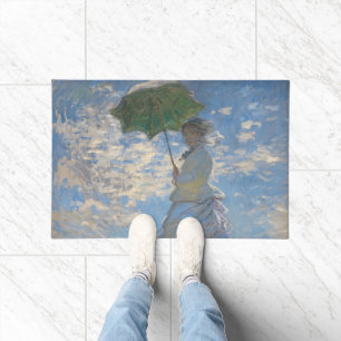 Frau mit Sonnenschirm   Französische Landschaft Fußmatte
