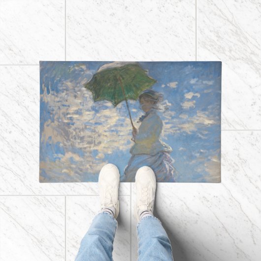 Frau mit Sonnenschirm | Französische Landschaft Fußmatte (Indoor)