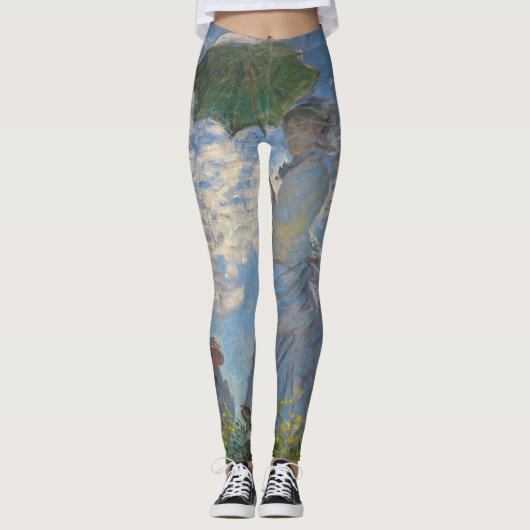 Frau mit Sonnenschirm | Französische Landschaft Leggings (Vorderseite)