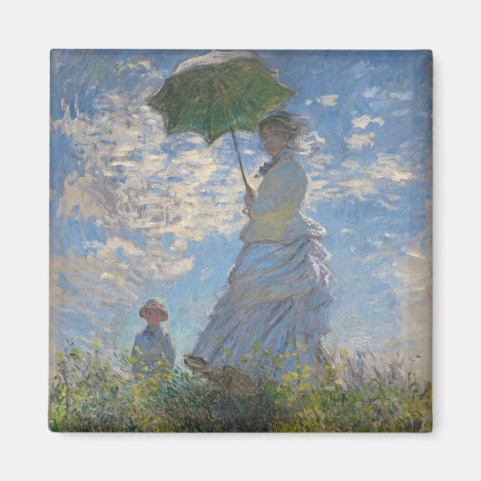 Frau mit Sonnenschirm | Französische Landschaft Magnet (Vorne)
