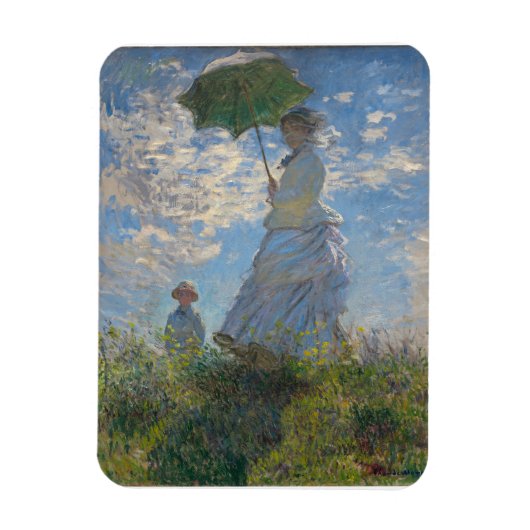 Frau mit Sonnenschirm | Französische Landschaft Magnet (Vertikal)