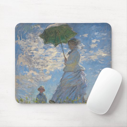Frau mit Sonnenschirm | Französische Landschaft Mousepad (Mit Mouse)