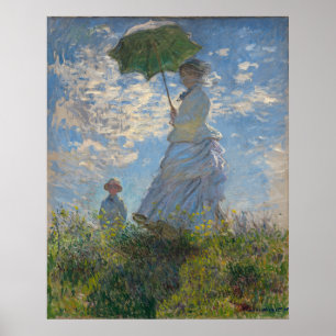 Frau mit Sonnenschirm Französische Landschaft Poster