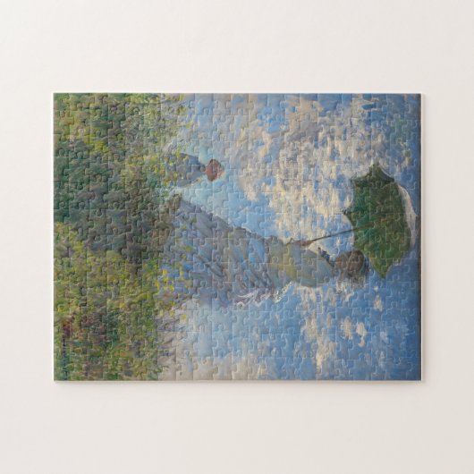 Frau mit Sonnenschirm | Französische Landschaft Puzzle (Horizontal)