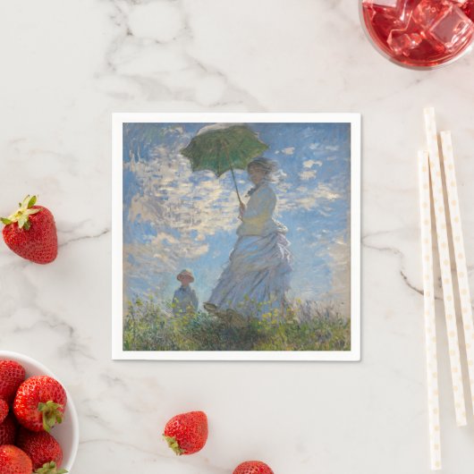 Frau mit Sonnenschirm | Französische Landschaft Serviette (Beispiel)