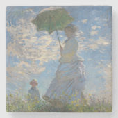 Frau mit Sonnenschirm | Französische Landschaft Steinuntersetzer (Vorderseite)