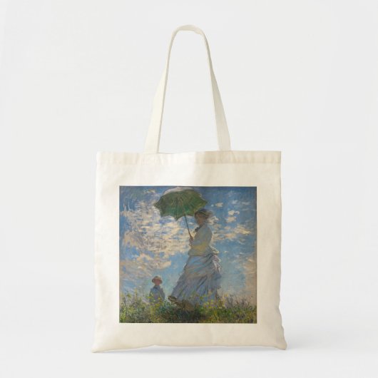 Frau mit Sonnenschirm | Französische Landschaft Tragetasche (Vorne)