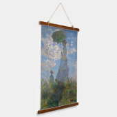 Frau mit Sonnenschirm | Französische Landschaft Wandteppich Mit Holzrahmen (Gewinkelt)