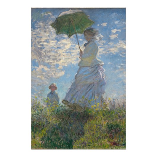 Frau mit Sonnenschirm - Frau Monet und ihr Sohn Fotodruck (Vorne)