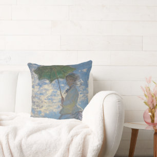 Frau mit Sonnenschirm - Frau Monet und ihr Sohn Kissen