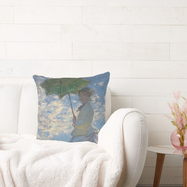 Frau mit Sonnenschirm - Frau Monet und ihr Sohn Kissen (Liege)