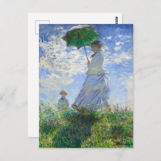 Frau mit Sonnenschirm, Frau Monet und ihr Sohn Postkarte (Vorne/Hinten)