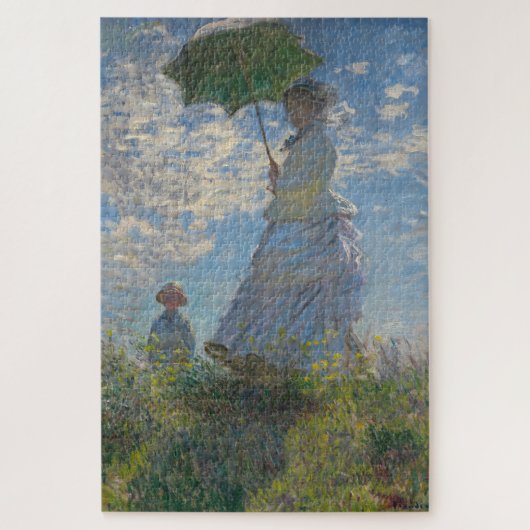 Frau mit Sonnenschirm - Frau Monet und ihr Sohn Puzzle (Vertikal)