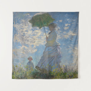 Frau mit Sonnenschirm - Frau Monet und ihr Sohn Wandteppich