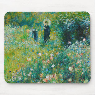 Frau mit Sonnenschirm, Garten, Renoir Mousepad