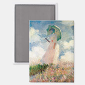 Frau mit Sonnenschirm Gemälde von Claude Monet Magnet (Vorderseite/Rückseite)