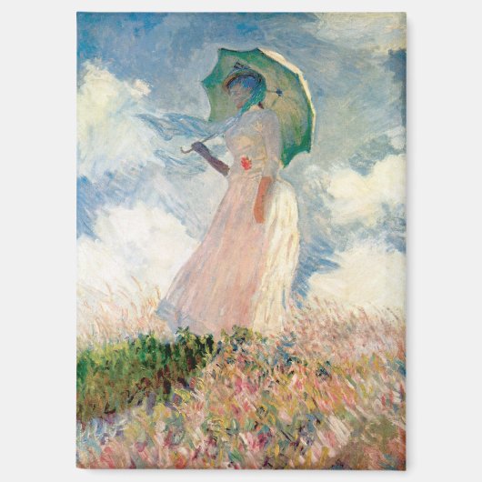Frau mit Sonnenschirm Gemälde von Claude Monet Magnet (Vorderseite)