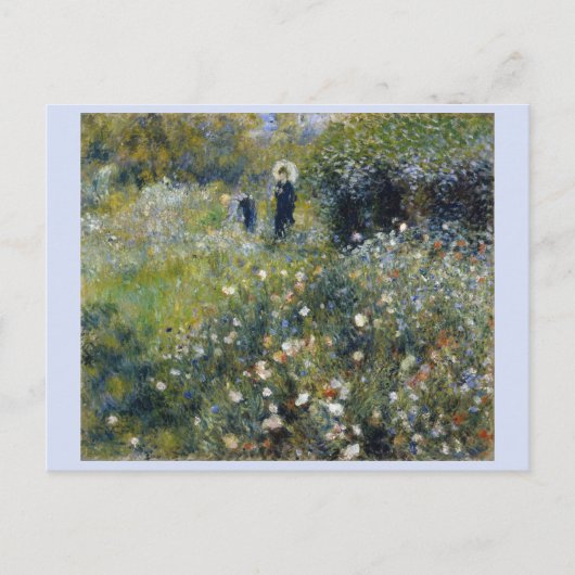 Frau mit Sonnenschirm im Garten (1875), Renoir Postkarte (Vorderseite)