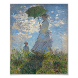 Frau mit Sonnenschirm - Madame Monet und ihr Sohn Fotodruck