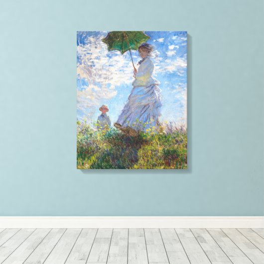 Frau mit Sonnenschirm | Monat | Leinwanddruck (Insitu (Holzboden))