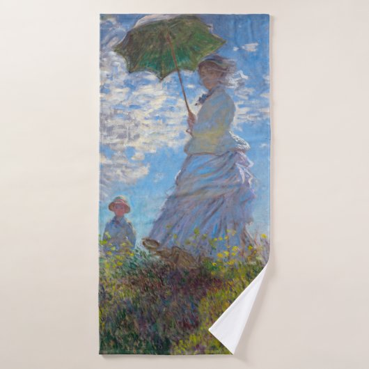 Frau mit Sonnenschirm, Monet Badehandtuch (Badehandtuch)