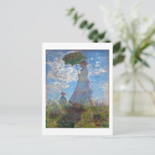 Frau mit Sonnenschirm, Monet Postkarte (Stehend Vorderseite)