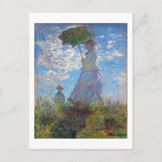 Frau mit Sonnenschirm, Monet Postkarte (Vorderseite)