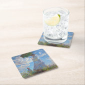 Frau mit Sonnenschirm, Monet Rechteckiger Pappuntersetzer (Vor Ort)