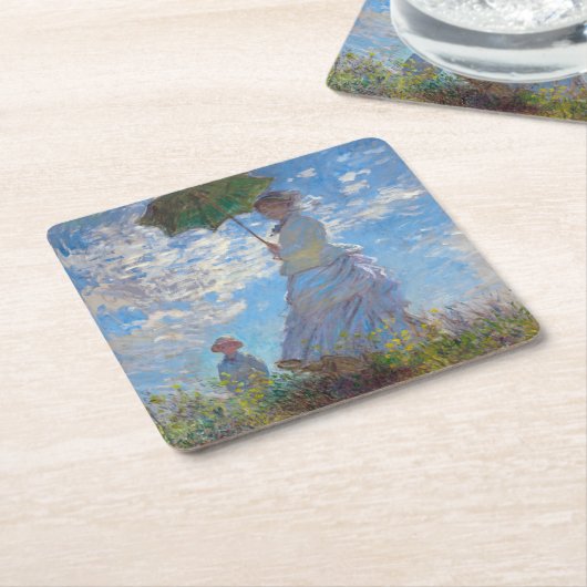 Frau mit Sonnenschirm, Monet Rechteckiger Pappuntersetzer (angewinkelt)