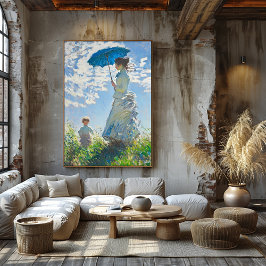 Frau mit Sonnenschirm und Kind - Impressionistisch Poster