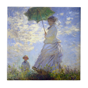 Frau mit Sonnenschirm von Claude Monet Fliese