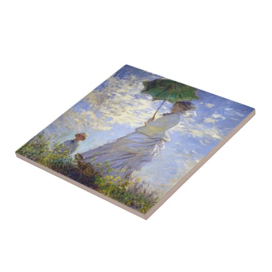Frau mit Sonnenschirm von Claude Monet Fliese (Seite)