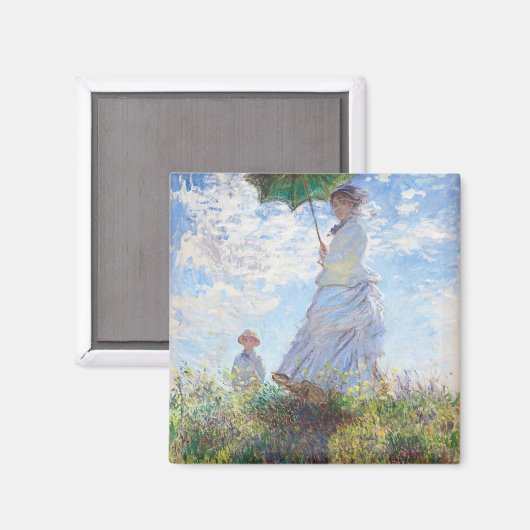 Frau mit Sonnenschirm von Claude Monet Magnet (Vorderseite/Rückseite)