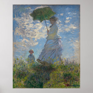 Frau mit Sonnenschirm von Claude Monet Poster