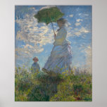 Frau mit Sonnenschirm von Claude Monet Poster<br><div class="desc">Künstlerin: Claude Monet Titel: Frau mit einem Parasoldatum: 1875 Madame Monet und ihr Sohn machen einen Spaziergang. Manchmal auch als "Spaziergang" bekannt</div>