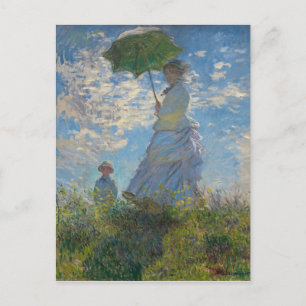 Frau mit Sonnenschirm von Claude Monet Postkarte