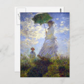Frau mit Sonnenschirm von Claude Monet Postkarte (Vorne/Hinten)