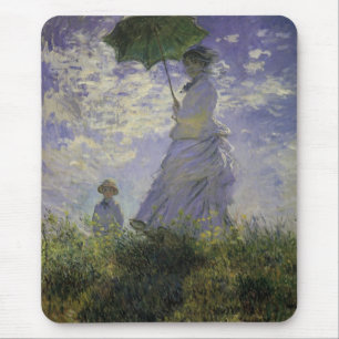Frau mit Sonnenschirm von Claude Monet, Vintage Ar Mousepad