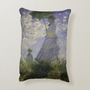 Frau mit Sonnenschirm von Claude Monet, Vintage Ar Zierkissen