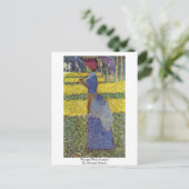 Frau mit Sonnenschirm von Georges Seurat Postkarte (Stehend Vorderseite)