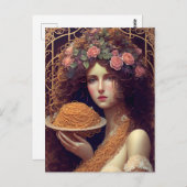 Frau mit Spaghetti Postkarte (Vorne/Hinten)
