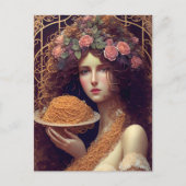 Frau mit Spaghetti Postkarte (Vorderseite)