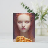 Frau mit Spaghetti-Postkarte Postkarte (Stehend Vorderseite)