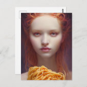 Frau mit Spaghetti-Postkarte Postkarte (Vorne/Hinten)