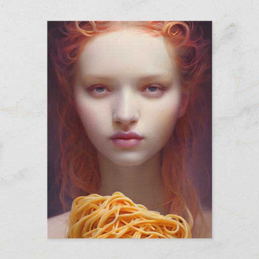 Frau mit Spaghetti-Postkarte Postkarte (Vorderseite)
