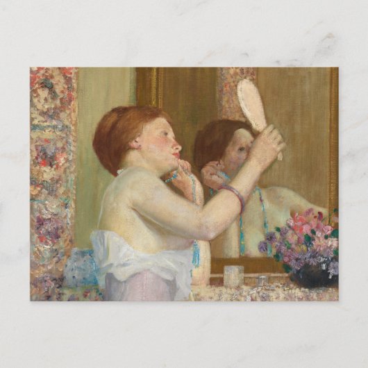 Frau mit Spiegel | Frederick Carl Frieseke Postkarte (Vorderseite)
